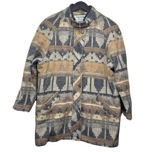 Vintage Mackintosh Tribal/Western/Aztec Print Coat Size 14